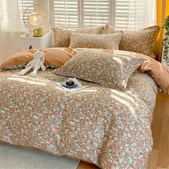 100% Cotton Orange Floral Leaf Botanical Duvet Cover(3pcs) | Yedwo