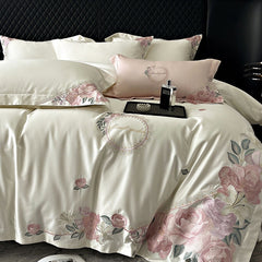 140S Luxury Flowers Embroidery Thickened Duvet Cover | Yedwo Home