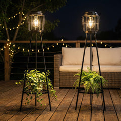2 Pack Outdoor Floor Solar Lights with Plant Stand | Yedwo Design