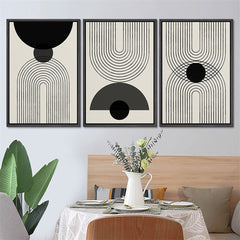 3 Piece Abstract Geometric Print Framed Canvas Wall Art | Yedwo