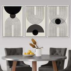 3 Piece Abstract Geometric Print Framed Canvas Wall Art | Yedwo