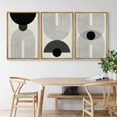 3 Piece Abstract Geometric Print Framed Canvas Wall Art | Yedwo
