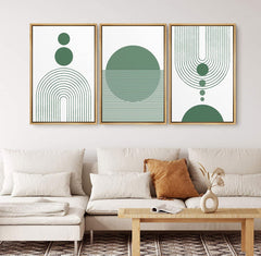 3 Piece Abstract Geometric Print Framed Canvas Wall Art | Yedwo