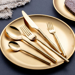 Aldomara Bamboo Stainless Steel Gold&Silver Cutlery Set | Yedwo