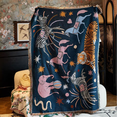 Animal Circus Art Tapestry Throw Blanket | Yedwo Design