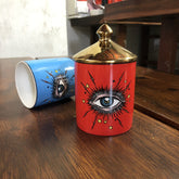 Big eyes jar with lids ceramic cans