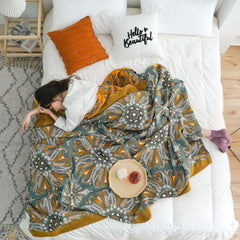 Blooming Jacquard Five Layer Cotton Gauze Throw Blanket | Yedwo Design