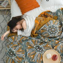Blooming Jacquard Five Layer Cotton Gauze Throw Blanket | Yedwo Design
