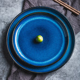 Blue Reactive Glaze Gradient Ceramic Dinner Plate | Yedwo Design