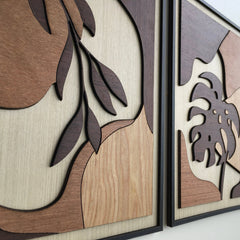 Boho Tropical Leaf Wood Wall Art(3 pcs) | Yedwo Design