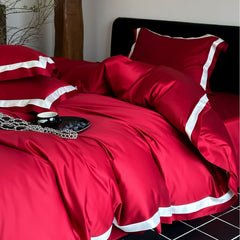 Brisa Dark Vanilla Contrasting Hotel Stripe Bedding Set | Yedwo Home