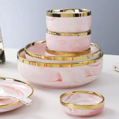 Catalina Pink Marble Luxury Dinnerware Set | Yedwo Design
