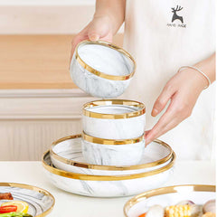 Catalina White Marble Luxury Dinnerware Set | Yedwo Design