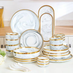 Catalina White Marble Luxury Dinnerware Set | Yedwo Design