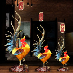 Chinese Ancient-style Copper Art: Lucky Golden Rooster of Prosperity Decorative Figurine