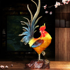Chinese Ancient-style Copper Art: Lucky Golden Rooster of Prosperity Decorative Figurine