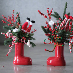 Christmas Red Cremic Boot Vase | Yedwo Design