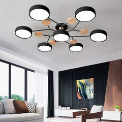 Contemporary Round Iron LED Semi-Flush Chandelier | Yedwo