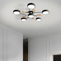 Contemporary Round Iron LED Semi-Flush Chandelier | Yedwo