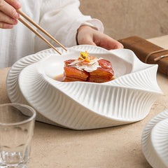 Creative Ribbed Double Layer Ceramic Plate | Yedwo Design