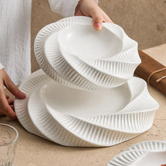 Creative Ribbed Double Layer Ceramic Plate | Yedwo Design