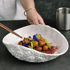 Creative Rock Pattern Shell White Ceramic Plate | Yedwo Design