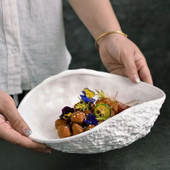 Creative Rock Pattern Shell White Ceramic Plate | Yedwo Design