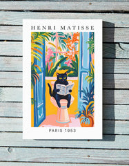 Cute Black Cat On Toilet Poster Canvas Wall Art | Yedwo Design