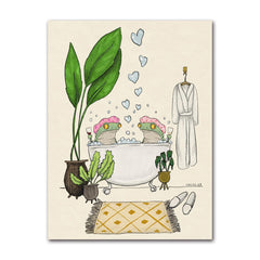 Cute Bathing Frog Canvas Wall Art | Yedwo