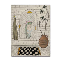 Cute Bathing Frog Canvas Wall Art | Yedwo