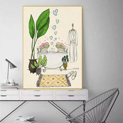 Cute Bathing Frog Canvas Wall Art | Yedwo