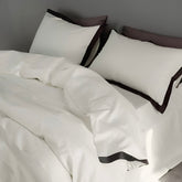 Dark Stripe Egyptian Cotton Luxury White Duvet Cover Set | Yedwo