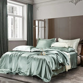 Zenith Aqua Green Luxury Pure Mulberry Silk Bedding Set | Yedwo