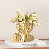 Elegant Golden Hands Face Ceramic Vase | Yedwo Design