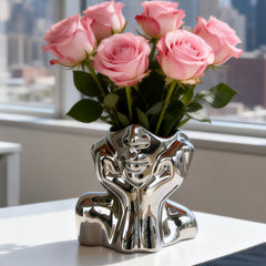Elegant Golden Hands Face Ceramic Vase | Yedwo Design