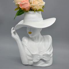 Elegant White Sculptural Woman Face Ceramic Vase | Yedwo Design
