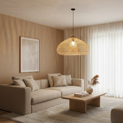 Elegant Handmade Organic Rattan Japandi Pendant Light | Yedwo
