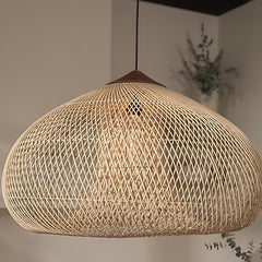 Elegant Handmade Organic Rattan Japandi Pendant Light | Yedwo