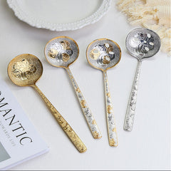 Elegant Vintage Embossed Serving Spoon & Slotted Spoon | Yedwo