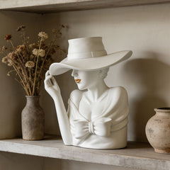 Elegant White Sculptural Woman Face Ceramic Vase | Yedwo Design
