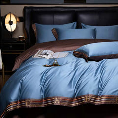 Embroidered Edge Egyptian Cotton Duvet Cover Set | Yedwo