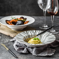 Euclid Collection Ceramic Serving Straw Hat Plate | Yedwo Design