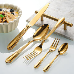 European Elegant Patterned Gold Flatware Set | Yedwo Design