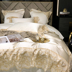 European Lace Silky Satin Jacquard Duvet Cover | Yedwo