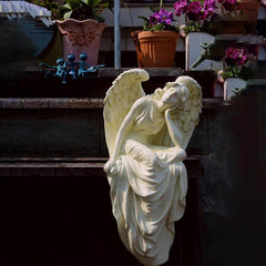 European Vintage Seated Angel Girl Sculpture | Yedwo Design