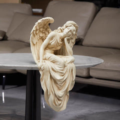 European Vintage Seated Angel Girl Sculpture | Yedwo Design