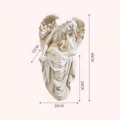 European Vintage Seated Angel Girl Sculpture | Yedwo Design