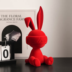 Flocked Love Bunny Seated Sculpture | Yedwo Design