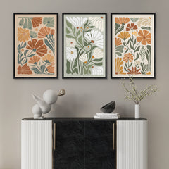 Framed Modern Wildflower Floral Prints Canvas Wall Art | Yedwo