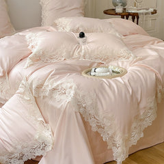 French Romantic Wedding Chic White Lace Bedding Set | Yedwo Home